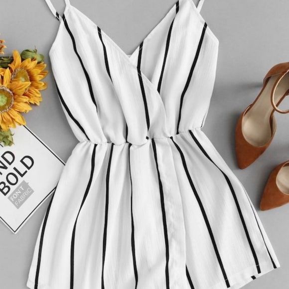 Vertical Striped Cami Romper - Picture 2 of 2